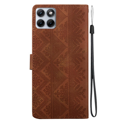 For Motorola Edge 70 Fusion 5G Ethnic Pattern Embossed Vegan Leather Phone Case - Brown - EDA009983903A