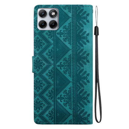 For Motorola Edge 70 Fusion 5G Ethnic Pattern Embossed Vegan Leather Phone Case - Green - EDA009983903B
