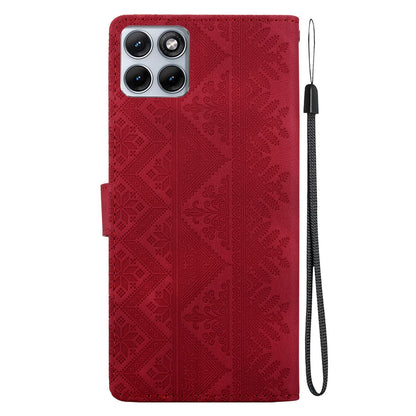 For Motorola Edge 70 Fusion 5G Ethnic Pattern Embossed Vegan Leather Phone Case - Red - EDA009983903C
