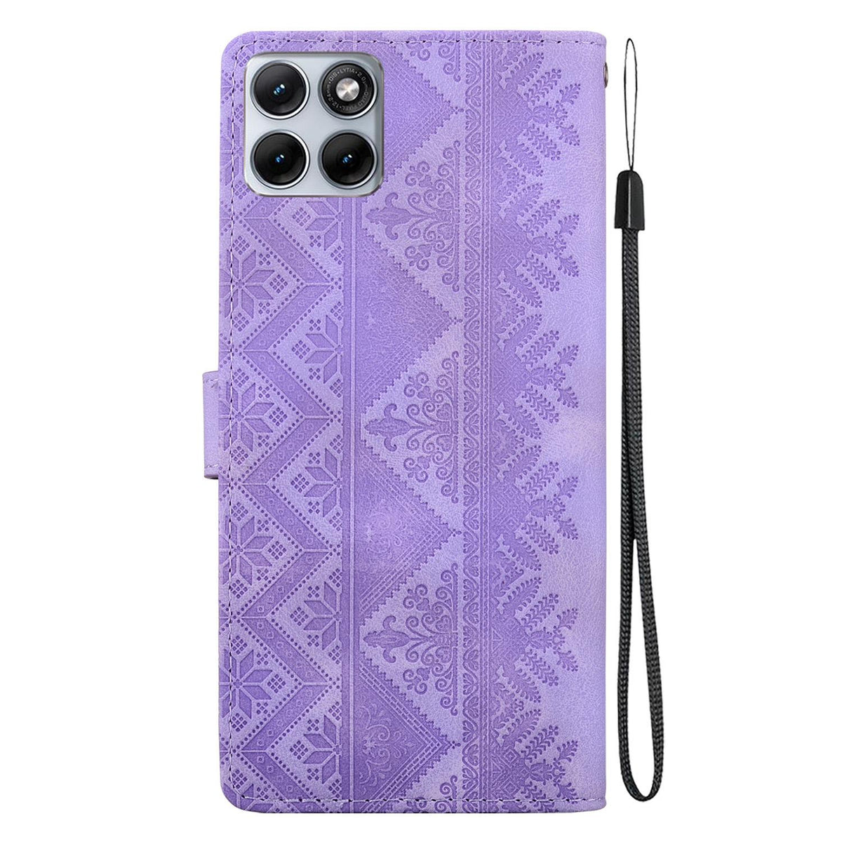 For Motorola Edge 70 Fusion 5G Ethnic Pattern Embossed Vegan Leather Phone Case - Purple - EDA009983903D