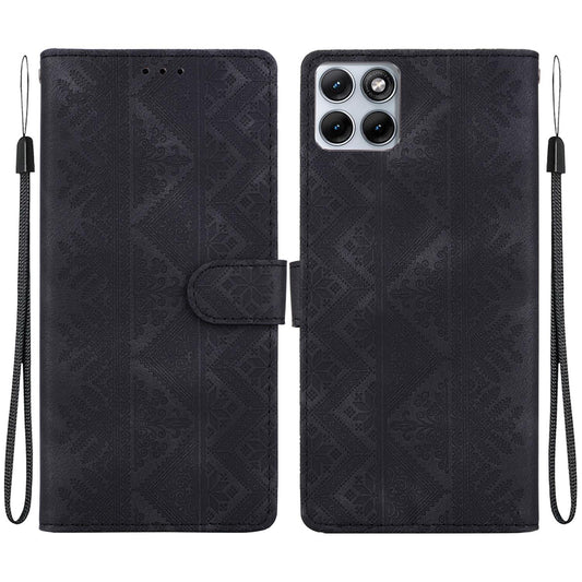 For Motorola Edge 70 Fusion 5G Ethnic Pattern Embossed Vegan Leather Phone Case - Black - EDA009983903F