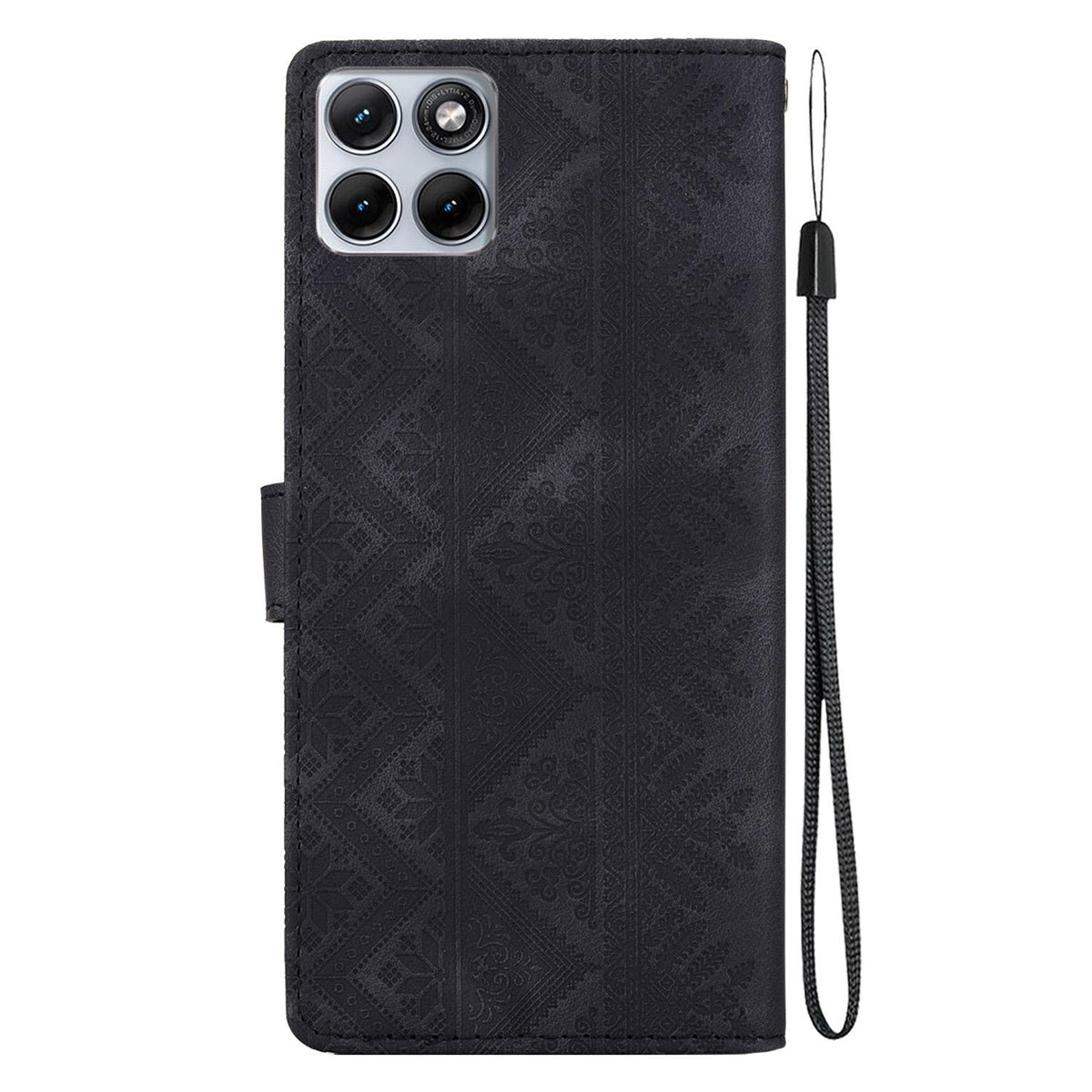 For Motorola Edge 70 Fusion 5G Ethnic Pattern Embossed Vegan Leather Phone Case - Black - EDA009983903F