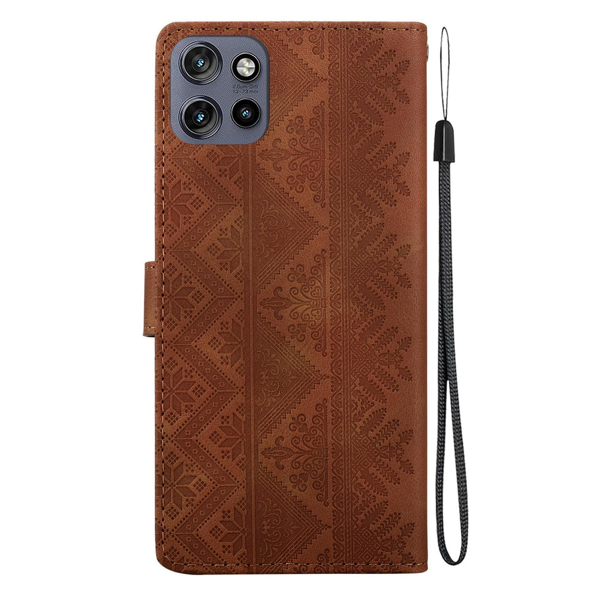 For Motorola Moto S50 / Edge 50 Neo Ethnic Pattern Embossed Vegan Leather Phone Case - Brown - EDA009983918A
