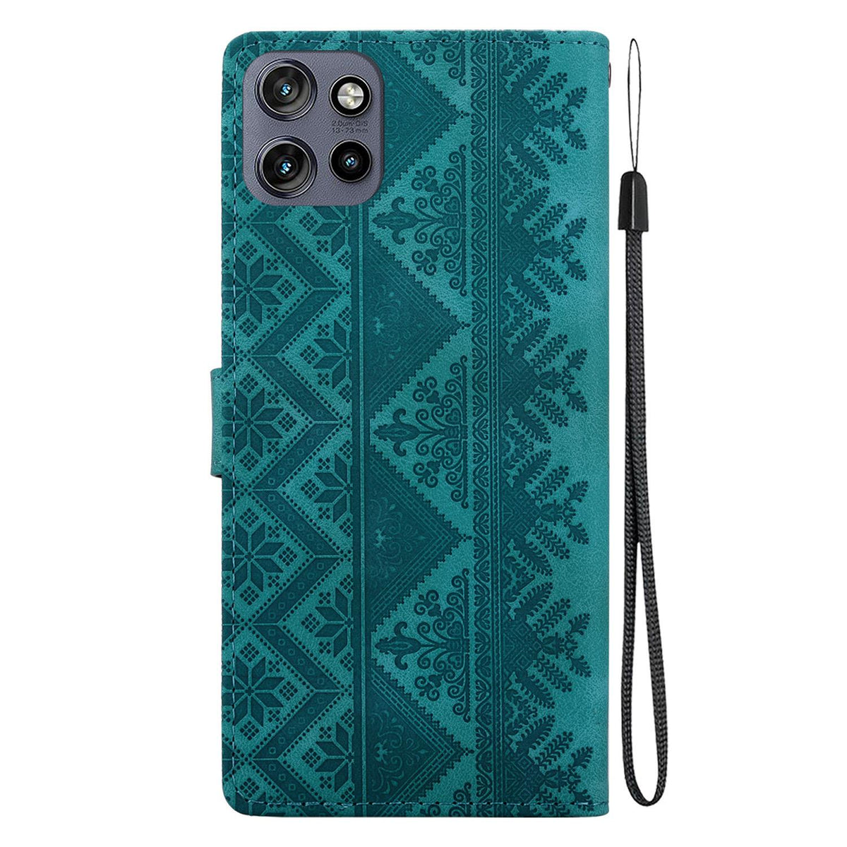 For Motorola Moto S50 / Edge 50 Neo Ethnic Pattern Embossed Vegan Leather Phone Case - Green - EDA009983918B