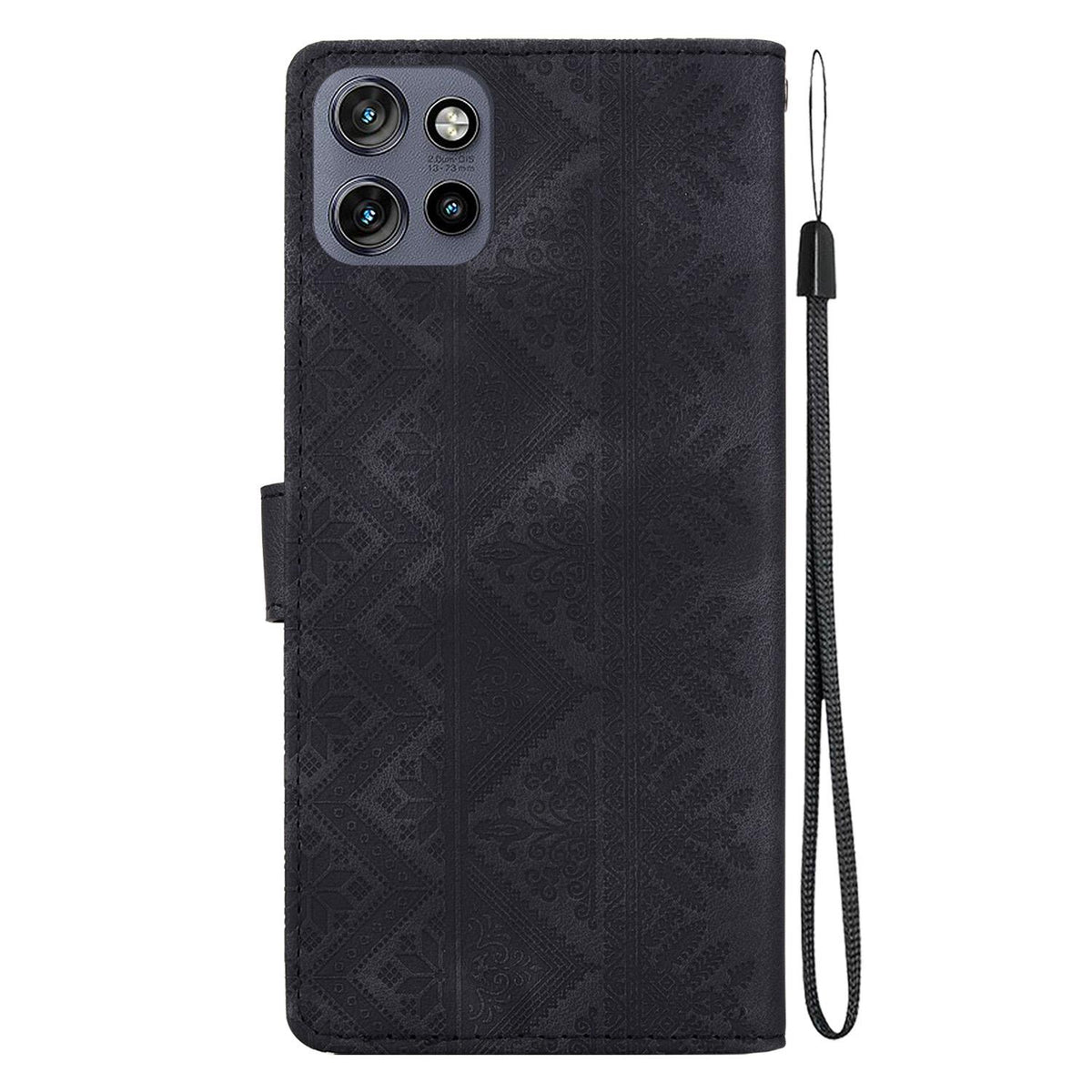 For Motorola Moto S50 / Edge 50 Neo Ethnic Pattern Embossed Vegan Leather Phone Case - Black - EDA009983918F