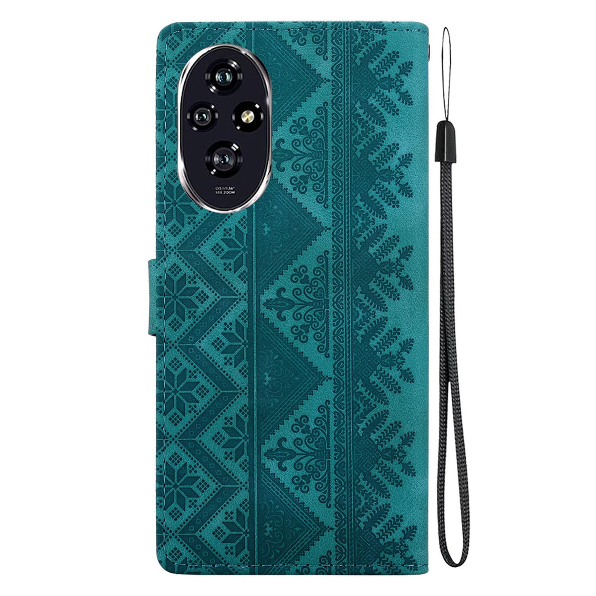 For Honor 200 Ethnic Pattern Embossed Vegan Leather Phone Case - Green - EDA009984103B