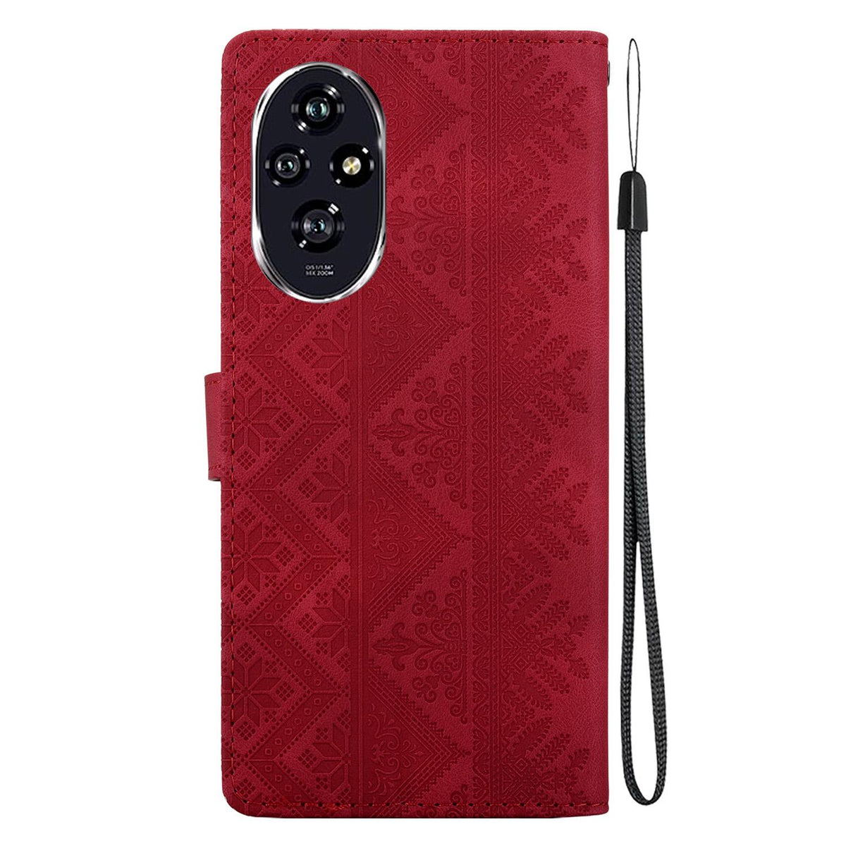 For Honor 200 Ethnic Pattern Embossed Vegan Leather Phone Case - Red - EDA009984103C