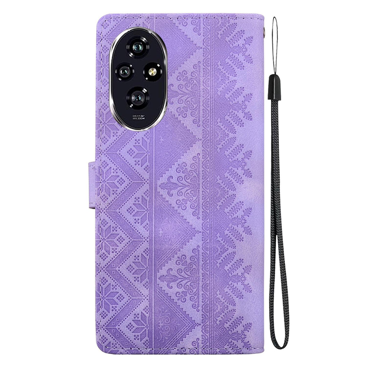 For Honor 200 Ethnic Pattern Embossed Vegan Leather Phone Case - Purple - EDA009984103D