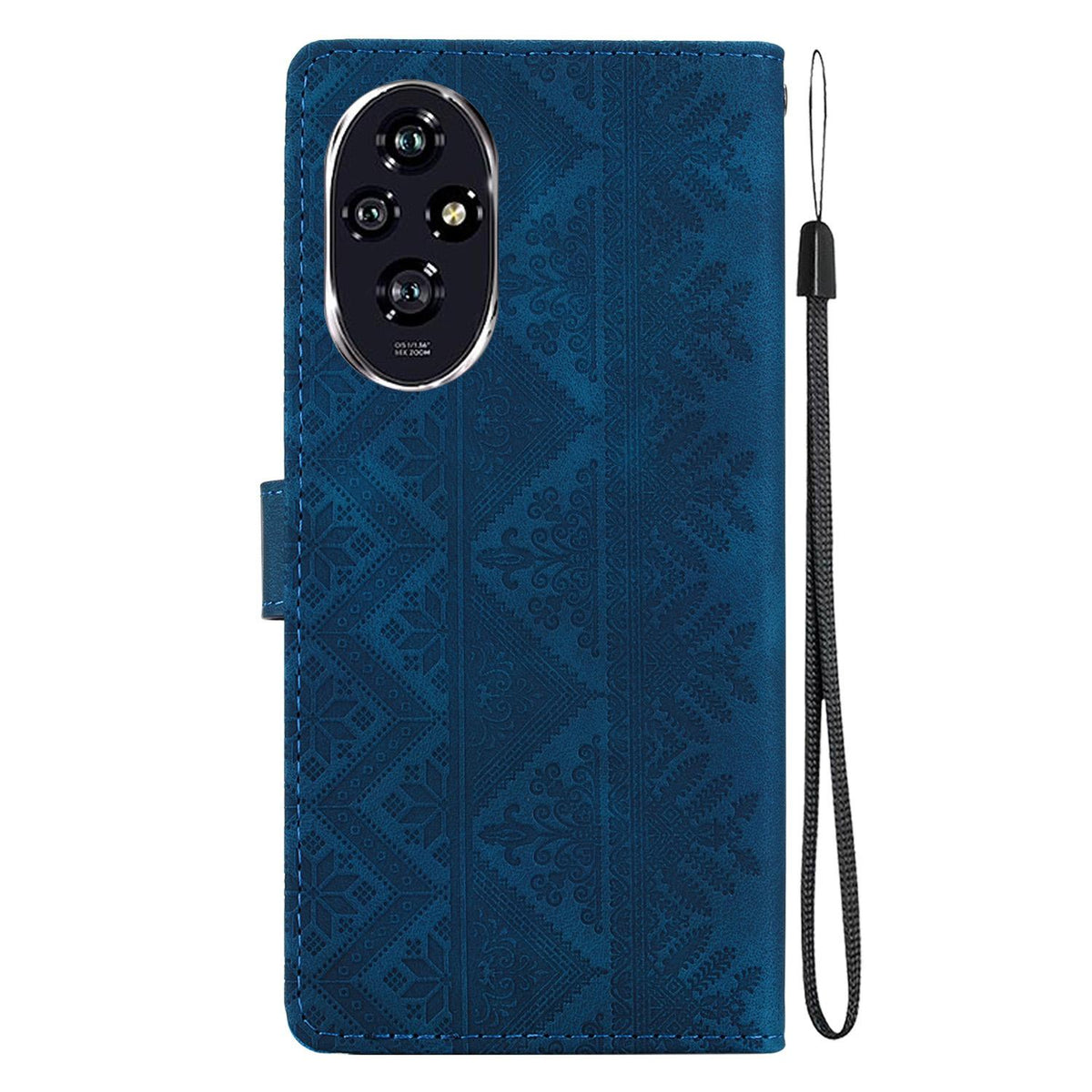For Honor 200 Ethnic Pattern Embossed Vegan Leather Phone Case - Dark Blue - EDA009984103E