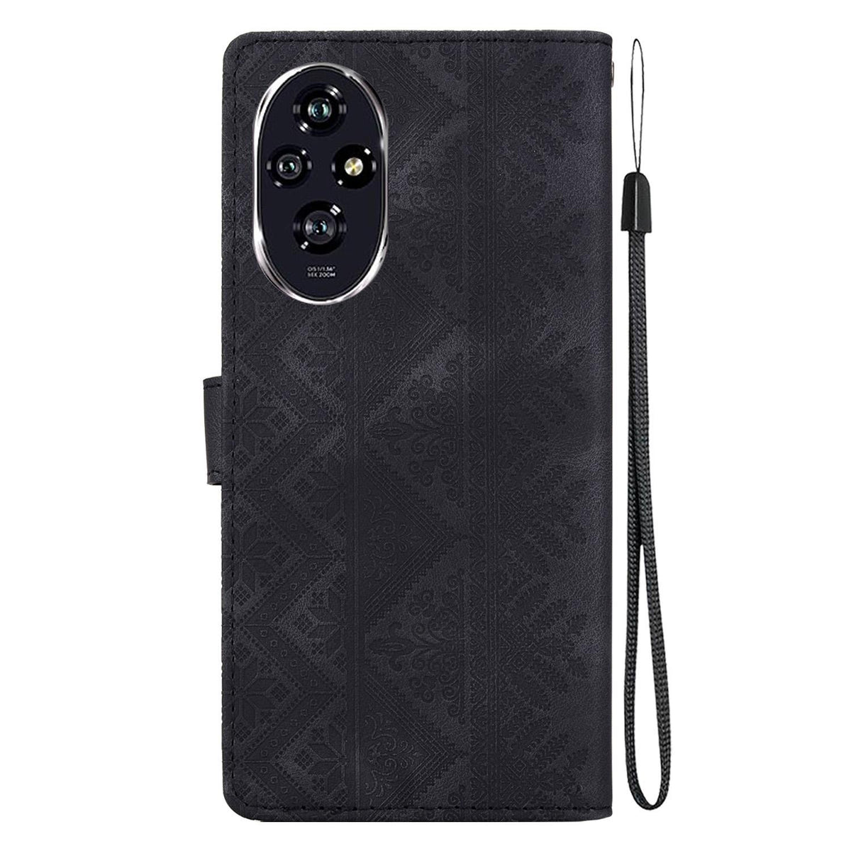 For Honor 200 Ethnic Pattern Embossed Vegan Leather Phone Case - Black - EDA009984103F
