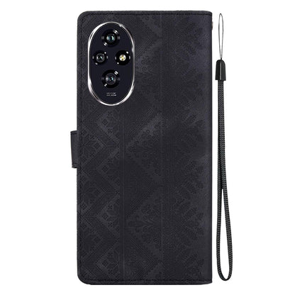 For Honor 200 Ethnic Pattern Embossed Vegan Leather Phone Case - Black - EDA009984103F