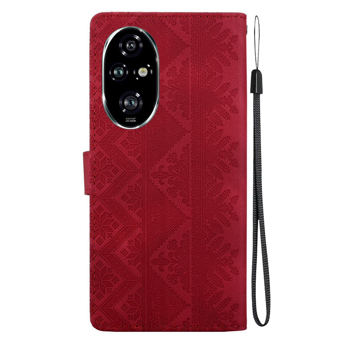 For Honor 200 Pro Ethnic Pattern Embossed Vegan Leather Phone Case - Red - EDA009984105C
