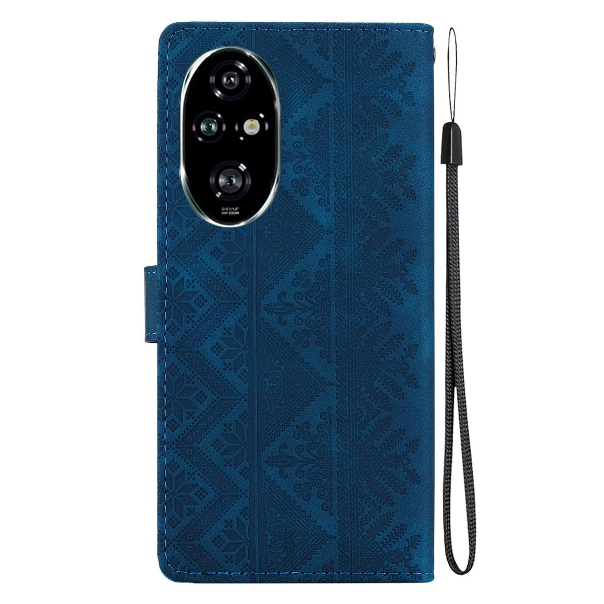 For Honor 200 Pro Ethnic Pattern Embossed Vegan Leather Phone Case - Dark Blue - EDA009984105E