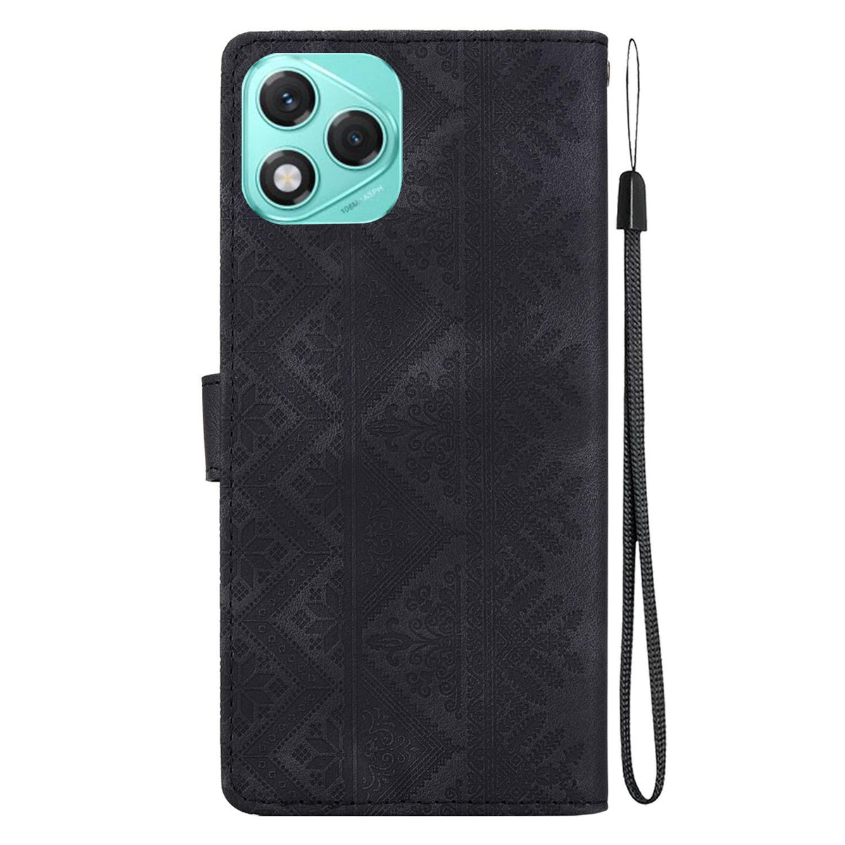 For Honor 400 Lite Global Ethnic Pattern Embossed Vegan Leather Phone Case - Black - EDA009984108F