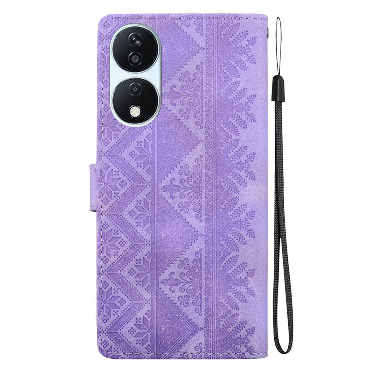 For Honor Play 50 Plus / X7b 4G / 5G Ethnic Pattern Embossed Vegan Leather Phone Case - Purple - EDA009984113D
