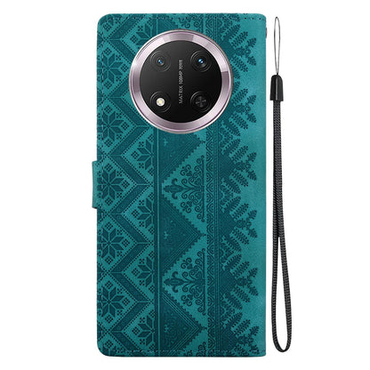 For Honor X9c Ethnic Pattern Embossed Vegan Leather Phone Case - Green - EDA009984120B