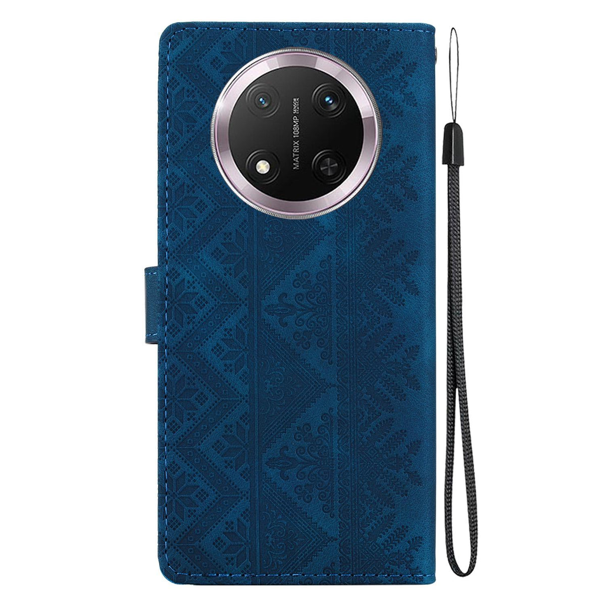 For Honor X9c Ethnic Pattern Embossed Vegan Leather Phone Case - Dark Blue - EDA009984120E