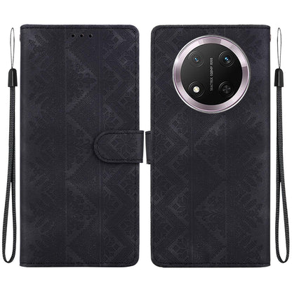 For Honor X9c Ethnic Pattern Embossed Vegan Leather Phone Case - Black - EDA009984120F