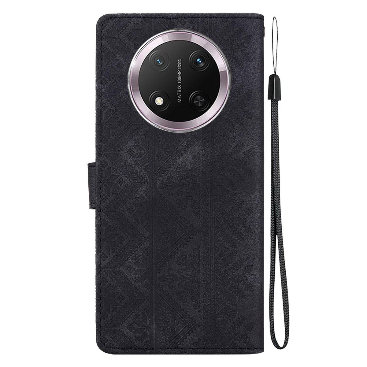 For Honor X9c Ethnic Pattern Embossed Vegan Leather Phone Case - Black - EDA009984120F