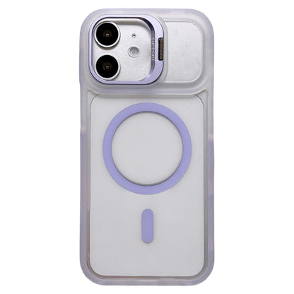 For iPhone 12 Dual-Color Magnetic Lens Holder Phone Case - Purple - EDA009984302B