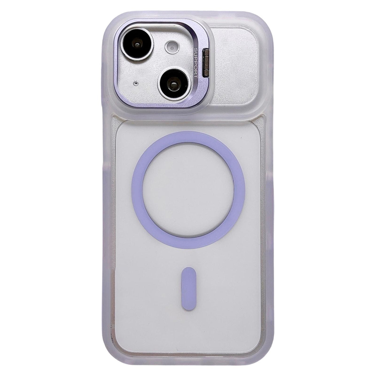 For iPhone 13 Dual-Color Magnetic Lens Holder Phone Case - Purple - EDA009984304B