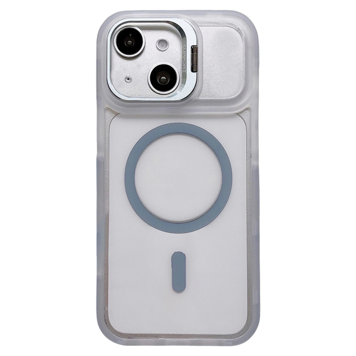 For iPhone 13 Dual-Color Magnetic Lens Holder Phone Case - Blue - EDA009984304D