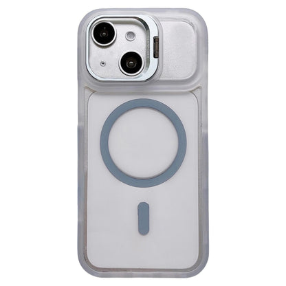 For iPhone 13 Dual-Color Magnetic Lens Holder Phone Case - Blue - EDA009984304D