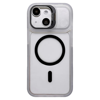 For iPhone 14 Dual-Color Magnetic Lens Holder Phone Case - Black - EDA009984307C