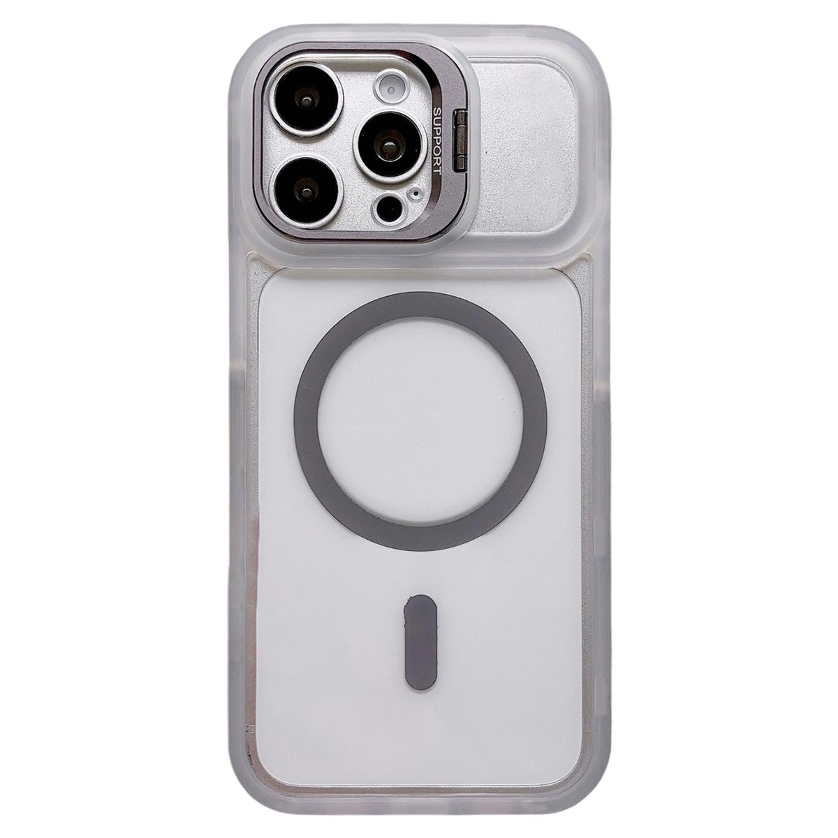 For iPhone 15 Pro Dual-Color Magnetic Lens Holder Phone Case - Grey - EDA009984313A