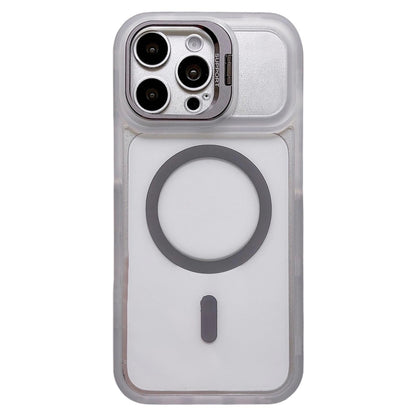 For iPhone 15 Pro Dual-Color Magnetic Lens Holder Phone Case - Grey - EDA009984313A