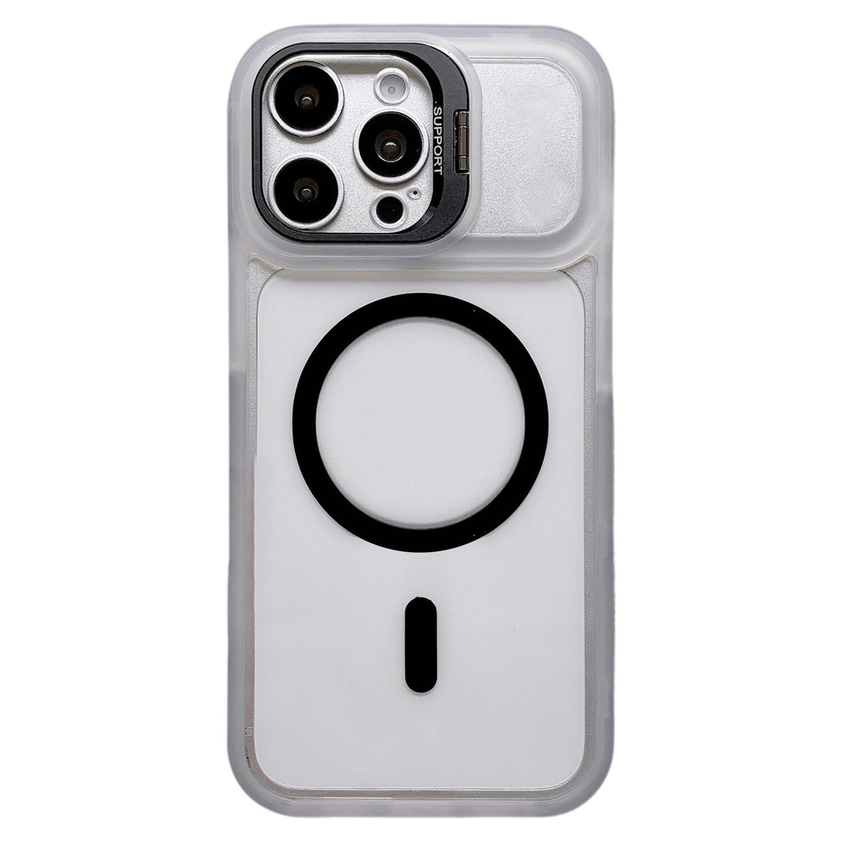 For iPhone 15 Pro Dual-Color Magnetic Lens Holder Phone Case - Black - EDA009984313C