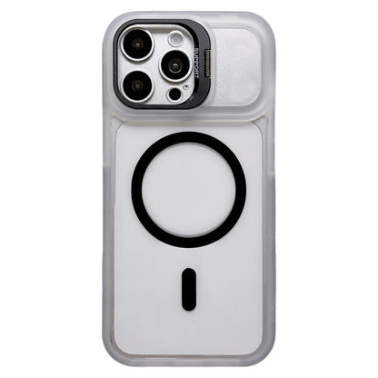 For iPhone 15 Pro Dual-Color Magnetic Lens Holder Phone Case - Black - EDA009984313C