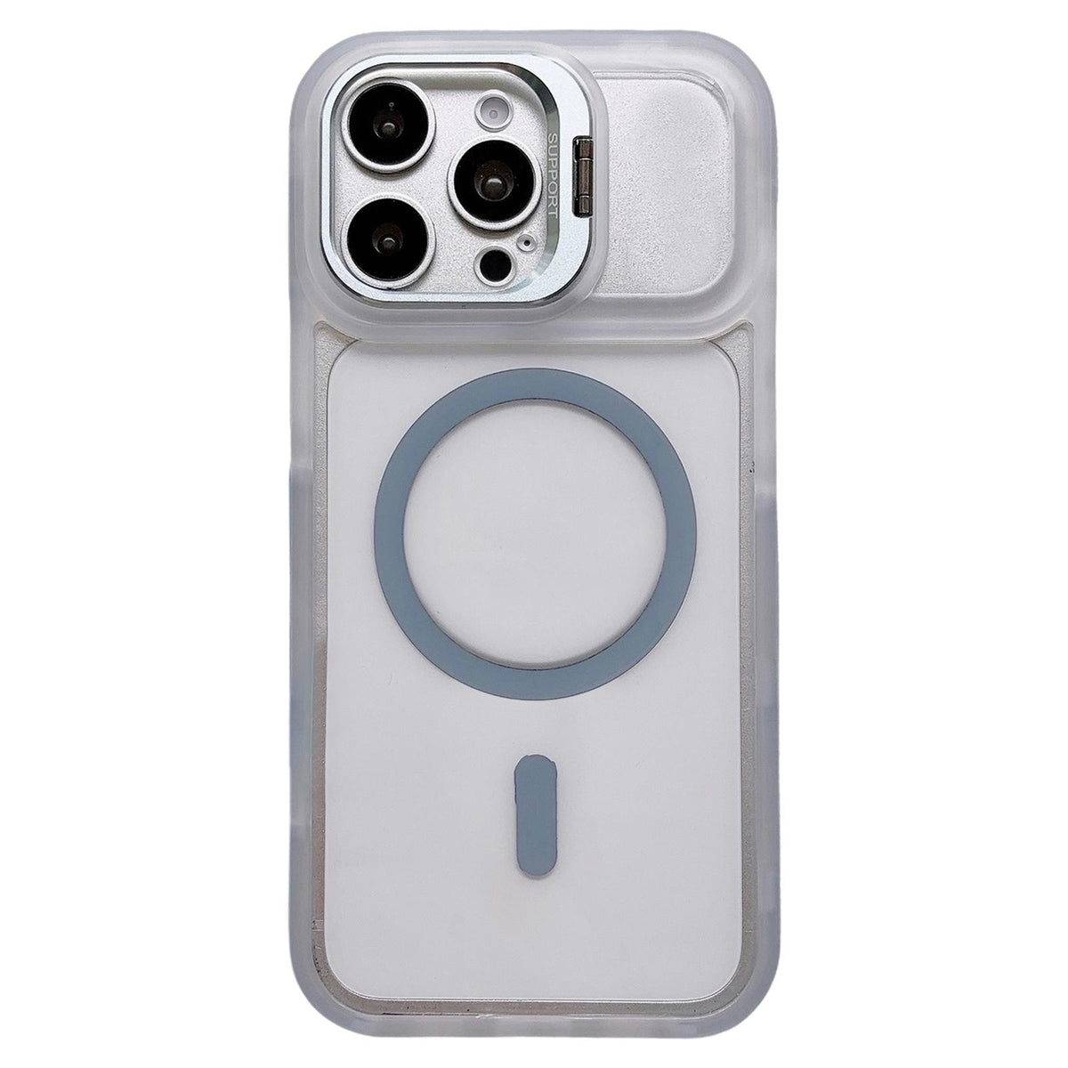 For iPhone 15 Pro Dual-Color Magnetic Lens Holder Phone Case - Blue - EDA009984313D
