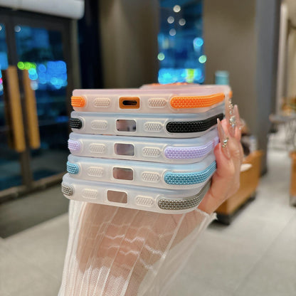 For iPhone 13 Dual-Color Magnetic Lens Holder Phone Case - Orange - EDA009984304E