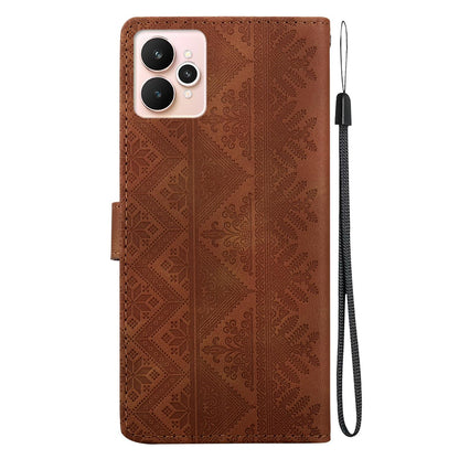 For Realme 15 5G / Realme 15 Pro 5G Ethnic Pattern Embossed Vegan Leather Phone Case - Brown - EDA009984401A