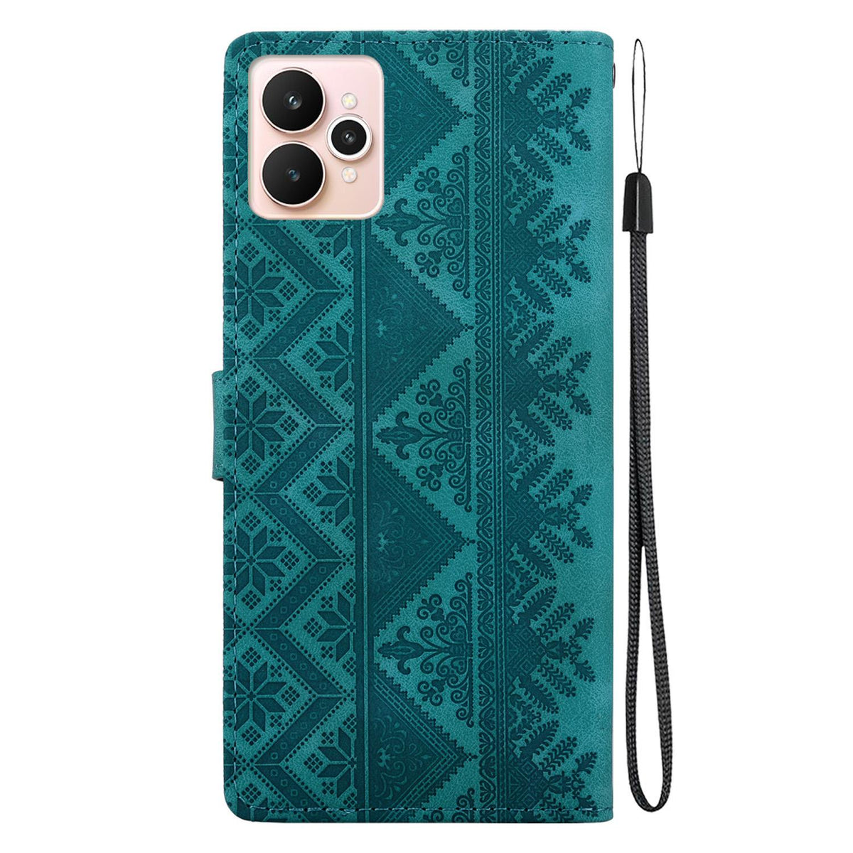 For Realme 15 5G / Realme 15 Pro 5G Ethnic Pattern Embossed Vegan Leather Phone Case - Green - EDA009984401B