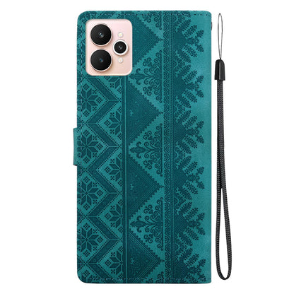 For Realme 15 5G / Realme 15 Pro 5G Ethnic Pattern Embossed Vegan Leather Phone Case - Green - EDA009984401B