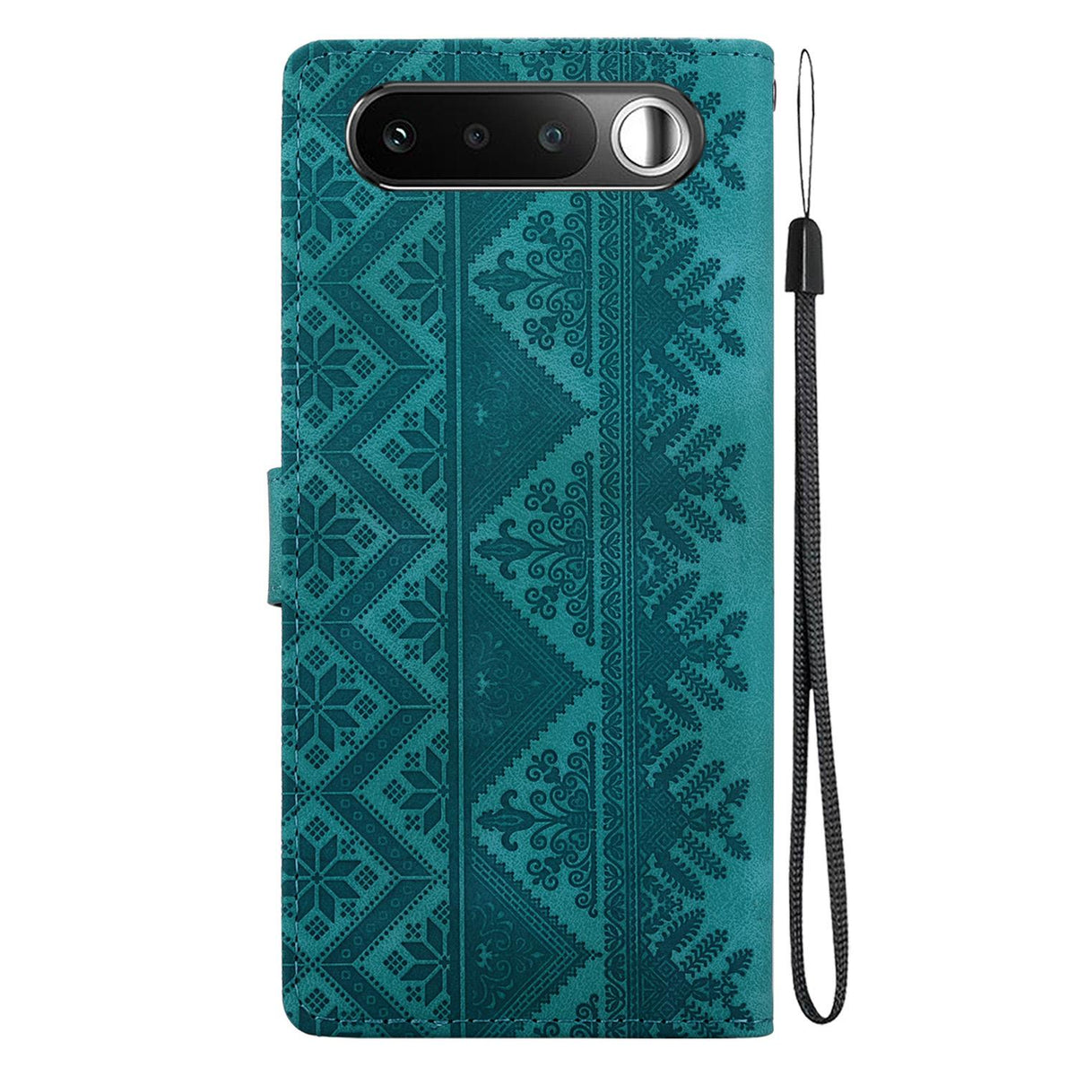 For Realme 16 5G Ethnic Pattern Embossed Vegan Leather Phone Case - Green - EDA009984403B