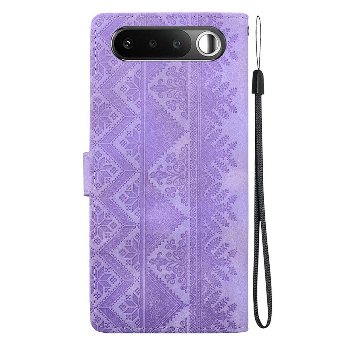 For Realme 16 5G Ethnic Pattern Embossed Vegan Leather Phone Case - Purple - EDA009984403D