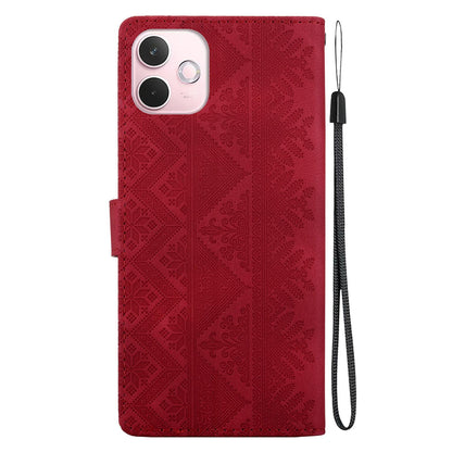For OPPO A5 Pro 4G / 5G Ethnic Pattern Embossed Vegan Leather Phone Case - Red - EDA009984502C
