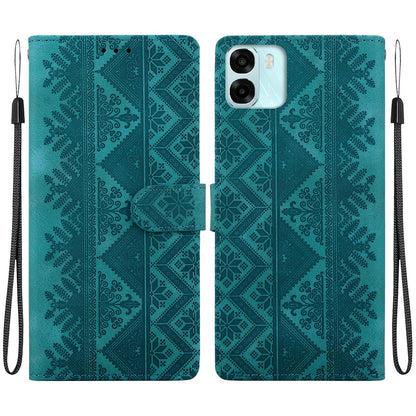 For OPPO A6 / A6s / A6t / A6x Ethnic Pattern Embossed Vegan Leather Phone Case - Green - EDA009984503B