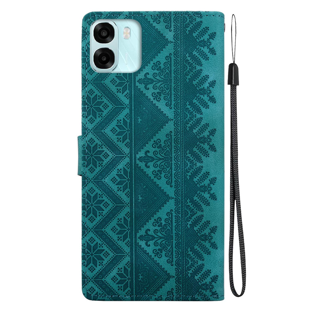 For OPPO A6 / A6s / A6t / A6x Ethnic Pattern Embossed Vegan Leather Phone Case - Green - EDA009984503B