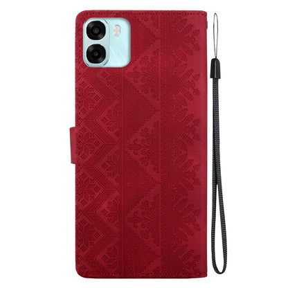 For OPPO A6 / A6s / A6t / A6x Ethnic Pattern Embossed Vegan Leather Phone Case - Red - EDA009984503C