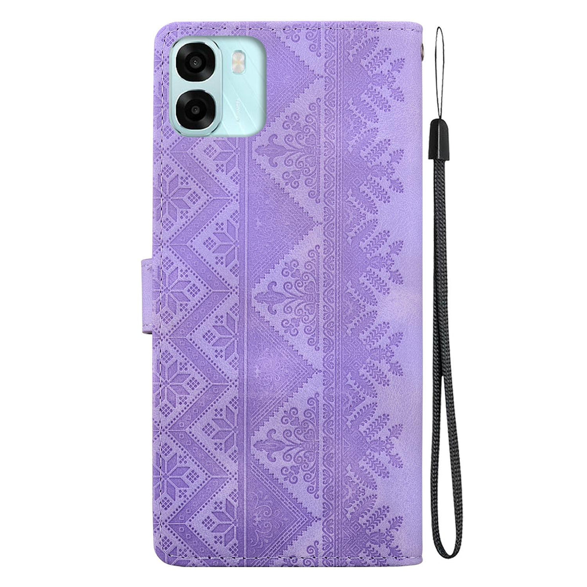 For OPPO A6 / A6s / A6t / A6x Ethnic Pattern Embossed Vegan Leather Phone Case - Purple - EDA009984503D