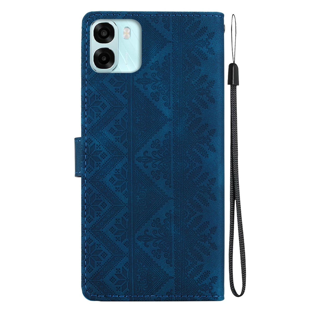 For OPPO A6 / A6s / A6t / A6x Ethnic Pattern Embossed Vegan Leather Phone Case - Dark Blue - EDA009984503E