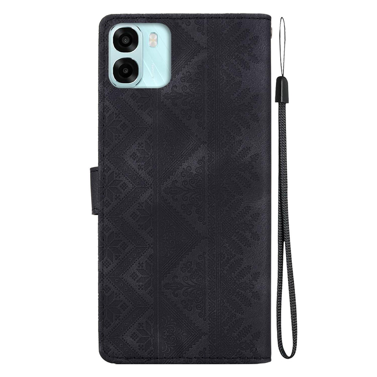 For OPPO A6 / A6s / A6t / A6x Ethnic Pattern Embossed Vegan Leather Phone Case - Black - EDA009984503F