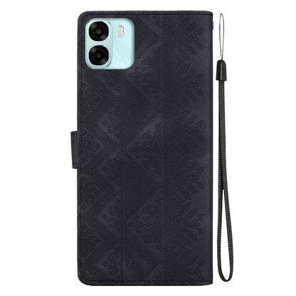 For OPPO A6 / A6s / A6t / A6x Ethnic Pattern Embossed Vegan Leather Phone Case - Black - EDA009984503F