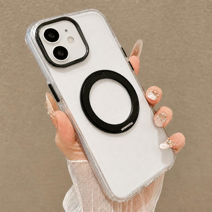 For iPhone 12 Airbag Shockproof Magnetic Rotating Holder Phone Case - Black - EDA009984601B