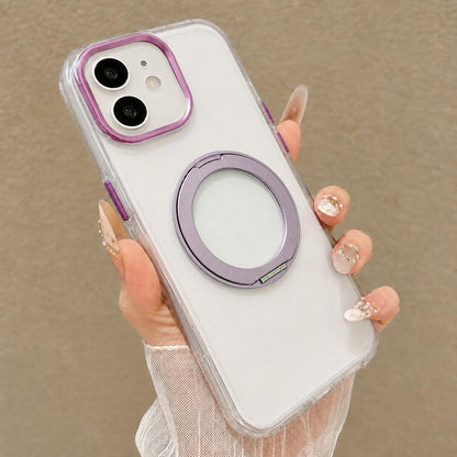 For iPhone 12 Airbag Shockproof Magnetic Rotating Holder Phone Case - Purple - EDA009984601D