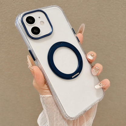 For iPhone 12 Airbag Shockproof Magnetic Rotating Holder Phone Case - Blue - EDA009984601E